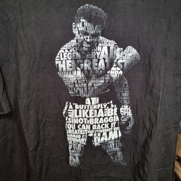 Muhammad Ali Fighter Words Graphic Tee Black Short Sleeve - Size 3XL - Picture 1 of 4